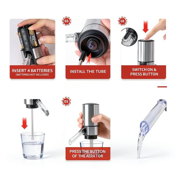 Wine Aerator Rocyis Pourer with Adjustable Tube, Base – Black 750ml-3
