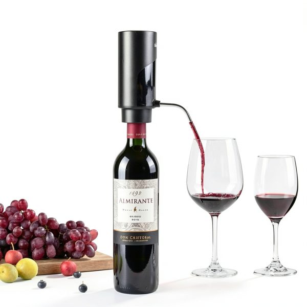 Electric Wine Aerator Exptolii Rechargeable Black 7oz Wine Pourer-7